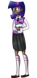 Size: 443x925 | Tagged: safe, artist:fluffypie, twilight sparkle, human, g4, clothes, dark skin, humanized, skirt