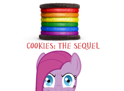 Size: 750x550 | Tagged: safe, pinkie pie, fanfic:cupcakes, g4, oreo, pinkamena diane pie, rainbow, sequel