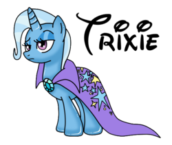 Size: 527x445 | Tagged: safe, artist:pastelflakes, trixie, pony, unicorn, g4, cape, clothes, female, horn, mare, simple background, solo, transparent background, trixie's cape, unimpressed