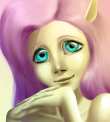 Size: 499x550 | Tagged: safe, artist:angeldust155, fluttershy, anthro, g4, human facial structure, uncanny valley