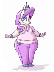 Size: 770x1029 | Tagged: safe, artist:secretgoombaman12345, diamond tiara, human, ask chubby diamond, g4, ask, belly, belly button, fat, humanized, muffin top, solo, tumblr