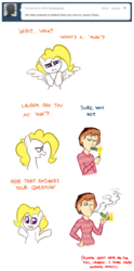 Size: 633x1280 | Tagged: safe, artist:willdrawforfood1, surprise, human, ask surprise, g1, g4, ask, g1 to g4, generation leap, lauren faust, swag