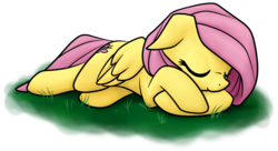Size: 1000x544 | Tagged: safe, artist:stardustxiii, fluttershy, pegasus, pony, g4, cute, female, lying down, mare, prone, shyabetes, simple background, sleeping, solo, transparent background