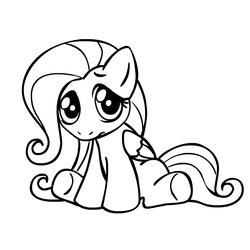 Size: 945x945 | Tagged: safe, artist:megasweet, fluttershy, pegasus, pony, g4, black and white, female, filly, grayscale, lineart, monochrome, simple background, solo, white background