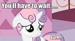 Size: 1010x558 | Tagged: safe, sweetie belle, pony, g4, cute, female, floppy ears, frown, hub logo, hubble, image macro, meme, random, sad, solo