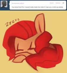 Size: 638x700 | Tagged: dead source, safe, artist:dhui, pinkie pie, ask tired pie, g4, cute, sleeping, zzz