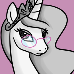 Size: 500x500 | Tagged: safe, artist:askyourprincess, princess celestia, alicorn, pony, g4, bust, female, glasses, mare, pink background, portrait, simple background, solo