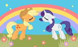 Size: 2500x1500 | Tagged: safe, artist:cewie-clown, applejack, rarity, g4, female, lesbian, ship:rarijack, shipping