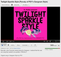 Size: 658x618 | Tagged: safe, twilight sparkle, g4, gangnam style, youtube