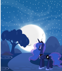 Size: 6498x7504 | Tagged: safe, artist:abydos91, princess luna, alicorn, pony, g4, absurd resolution, female, mare, moon, night, solo, tree