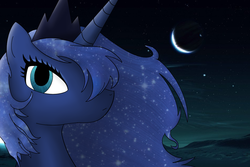 Size: 900x600 | Tagged: safe, artist:ocelot60, princess luna, pony, g4, crescent moon, female, night, solo