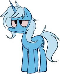 Size: 478x587 | Tagged: safe, artist:ghost, trixie, pony, unicorn, g4, ask-stoned-trixie, bags under eyes, bloodshot eyes, female, frown, simple background, solo, stoned trixie, stoner, white background
