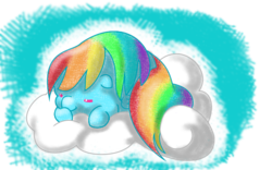 Size: 640x400 | Tagged: safe, artist:josiepika, rainbow dash, g4, blob, cute, sleeping
