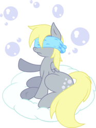 Size: 5062x6778 | Tagged: safe, artist:baka-neku, derpy hooves, pegasus, pony, g4, absurd resolution, blindfold, bubble, cloud, female, mare, simple background, solo, transparent background, vector