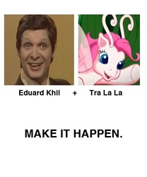 Size: 500x600 | Tagged: safe, artist:zaedrin, tra-la-la, g3, all caps, eduard khil, exploitable meme, make it happen, meme, meta, tra la la, trololol