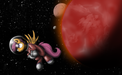 Size: 3700x2261 | Tagged: dead source, safe, artist:efrejok, scootaloo, pony, g4, astronaut, female, high res, solo, space, spacesuit