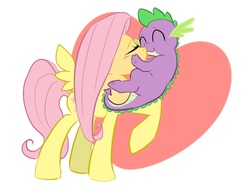 Size: 900x675 | Tagged: safe, artist:yubi, fluttershy, spike, dragon, pegasus, pony, g4, baby, baby dragon, eyes closed, female, male, mare, ship:flutterspike, shipping, straight