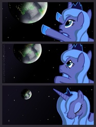 Size: 677x900 | Tagged: safe, artist:smockhobbes, princess luna, pony, g4, crying, female, moon, s1 luna, solo