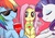 Size: 600x415 | Tagged: safe, artist:yubi, fluttershy, rainbow dash, rarity, pegasus, pony, unicorn, g4, alcohol, coca-cola, drink, drinking, eyes closed, female, juice, juice box, magic, mare, sipping, soda, straw, sunglasses, trio, wine