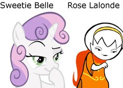 Size: 700x500 | Tagged: safe, sweetie belle, human, pony, unicorn, g4, female, filly, god tier, homestuck, rose lalonde