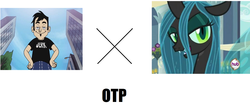 Size: 1456x632 | Tagged: safe, queen chrysalis, changeling, changeling queen, g4, chrydan, dan vs, exploitable meme, female, meme, otp, simple background, vector, white background