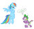 Size: 751x645 | Tagged: safe, artist:discrod, rainbow dash, spike, dragon, pegasus, pony, g4, crossed hooves, female, male, mare