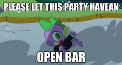 Size: 624x334 | Tagged: safe, edit, edited screencap, screencap, spike, dragon, g4, the best night ever, caption, clothes, dialogue, grand galloping gala, image macro, male, peeking, solo