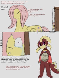 Size: 960x1280 | Tagged: safe, artist:the hated filly flutter, fluttershy, spike, oc, oc:flutter, dragon, g4, element of magic, father, mother