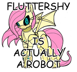 Size: 500x465 | Tagged: safe, fluttershy, robot, g4, alternate hairstyle, headcanon, looking at you, meta, mlp-headcanons, spread wings