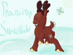 Size: 800x600 | Tagged: safe, artist:kiki-bunni, oc, oc only, hybrid, reindeer, antlers, prancing snowflake