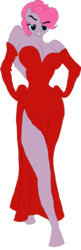 Size: 750x2315 | Tagged: safe, artist:lord-franch-toast, pinkie pie, earth pony, anthro, pony head on human body, g4, clothes, dress, jessica rabbit, jessica rabbit dress, small head, who framed roger rabbit