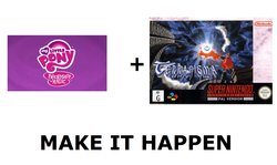 Size: 1337x796 | Tagged: safe, g4, all caps, exploitable meme, make it happen, meme, meta, my little pony logo, terranigma, this will end in tears