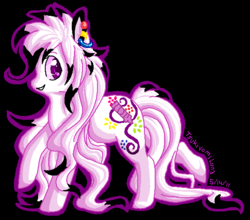 Size: 585x514 | Tagged: safe, artist:tsukiyomiluna, oc, oc only, earth pony, pony, crayon, earring, female, mare, raised hoof, solo