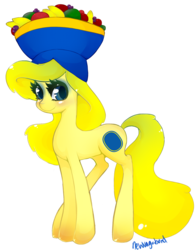 Size: 1873x2389 | Tagged: safe, artist:newvagabond, oc, oc only, oc:chiquita, banana, chiquita, fruit, hat, ponified, simple background, transparent background