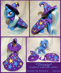 Size: 1688x2021 | Tagged: safe, artist:deekary, trixie, pony, unicorn, g4, cape, clothes, customized toy, fashion style, female, hat, irl, mare, photo, removeable, solo, toy, trixie's cape, trixie's hat