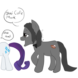 Size: 500x500 | Tagged: safe, rarity, earth pony, pony, unicorn, g4, ohai mark, ponified, the room, tommy wiseau, wat