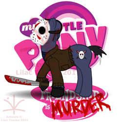 Size: 600x600 | Tagged: safe, artist:jessrillaz, pony, blood, friday the 13th, jason voorhees, ponified, solo