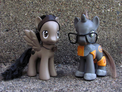 Size: 3648x2736 | Tagged: safe, artist:nocturnalequine, alyx vance, brushable, customized toy, gordon freeman, half-life, half-life 2, high res, irl, photo, ponified, toy