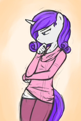 Size: 750x1121 | Tagged: safe, artist:poptart36, rarity, anthro, g4, female, judging, solo