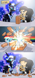 Size: 650x1420 | Tagged: dead source, safe, artist:alfa995, nightmare moon, rainbow dash, g4, ask, chubbie, jenga, self insert, tumblr