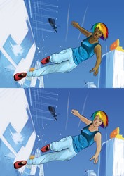 Size: 1419x2000 | Tagged: safe, artist:tite-pao, rainbow dash, human, g4, crossover, humanized, mirror's edge