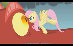 Size: 1024x640 | Tagged: safe, screencap, basil, fluttershy, dragon, dragonshy, g4, my little pony: friendship is magic, youtube caption