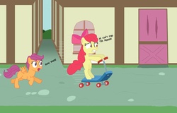 Size: 2261x1448 | Tagged: safe, artist:doddyj, apple bloom, scootaloo, g4, scooter