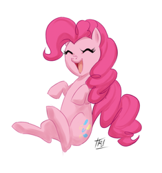 Size: 535x568 | Tagged: safe, artist:kathrynlayno, pinkie pie, earth pony, pony, g4, cute, diapinkes, eyes closed, female, happy, mare, open mouth, simple background, smiling, solo, underhoof, white background