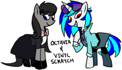 Size: 1225x705 | Tagged: safe, artist:ghost, dj pon-3, octavia melody, vinyl scratch, earth pony, pony, unicorn, g4, duo, duo female, female, mare, simple background, transparent background