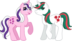 Size: 500x283 | Tagged: dead source, safe, artist:adakie, gusty, twilight, pony, unicorn, g1, g4, duo, duo female, female, g1 to g4, generation leap, mare, raised hoof, simple background, standing, transparent background
