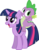 Size: 5560x7160 | Tagged: safe, artist:almostfictional, spike, twilight sparkle, dragon, pony, unicorn, g4, absurd resolution, dragons riding ponies, happy, riding, simple background, spike riding twilight, transparent background, unicorn twilight, vector, waving