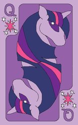 Size: 400x640 | Tagged: safe, artist:kiki-bunni, twilight sparkle, pony, unicorn, g4, card, female, mare, playing card, queen (playing card), rotational symmetry, solo, unicorn twilight
