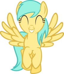 Size: 6000x6993 | Tagged: safe, artist:moongazeponies, sunshower raindrops, pegasus, pony, g4, ^^, absurd resolution, eyes closed, female, flying, happy, innocent, mare, simple background, smiling, solo, transparent background