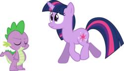 Size: 10411x6000 | Tagged: safe, artist:emper24, spike, twilight sparkle, dragon, pony, unicorn, g4, absurd resolution, duo, eyes closed, female, male, mare, simple background, transparent background, unicorn twilight